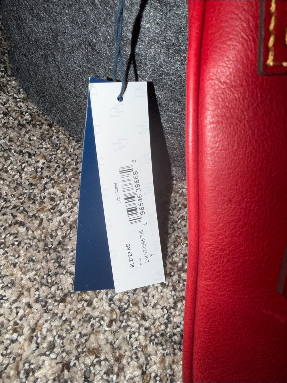 Dooney & Bourke Red Leather Letter Carrier Crossbody with Front Zip - Picture 2 of 9